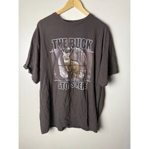 The Buck Stops Here Men T Shirt Mens 2XL Graphic Brown Lifestyle Legends Hunting